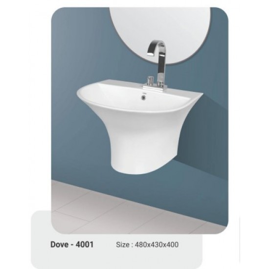 Νιπτήρας Μπάνιου Πορσελάνης Κρεμαστός I-zec Dove 48Χ43Χ40cm 4001 Λευκός